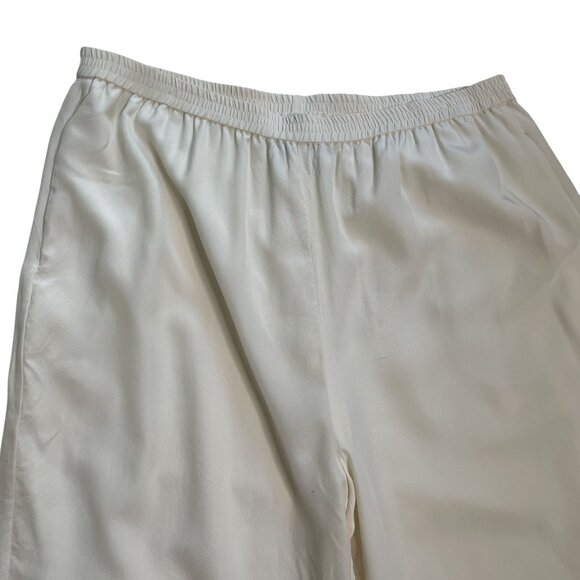 Bob Mackie Wearable Art Pull Cream Silk Stretch Waist Pants  Pockets u - Picture 2 of 6